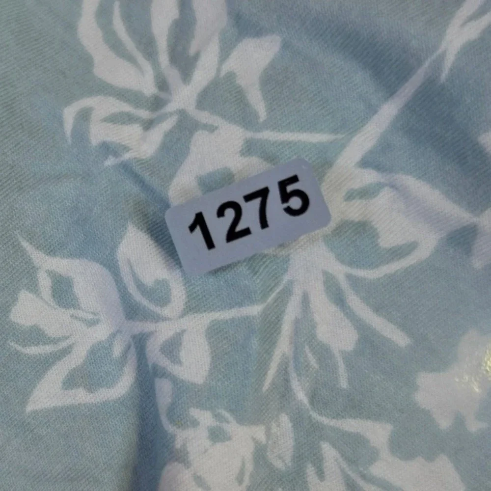 Loft Outlet Blue Floral Ruffle Shoulder Long Sleeve Top Large